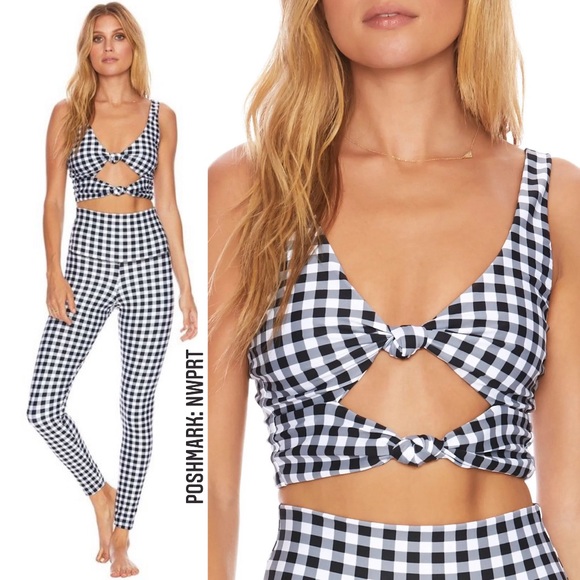 Beach Riot Other - BEACH RIOT Bowie Gingham Crop Sports Bra Tank XS